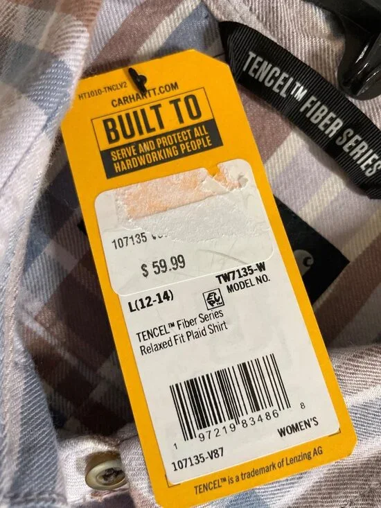 Carhartt Womens Relaxed Fit Plaid Long Sleeve Shirt L Tencel Fiber Series - Picture 8 of 10